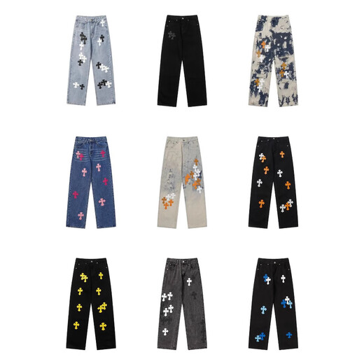 
Crowxinping replaces CH Crowxin cross leather label washing jeans couple street loose jeans OF9928 OF9928 30 /M