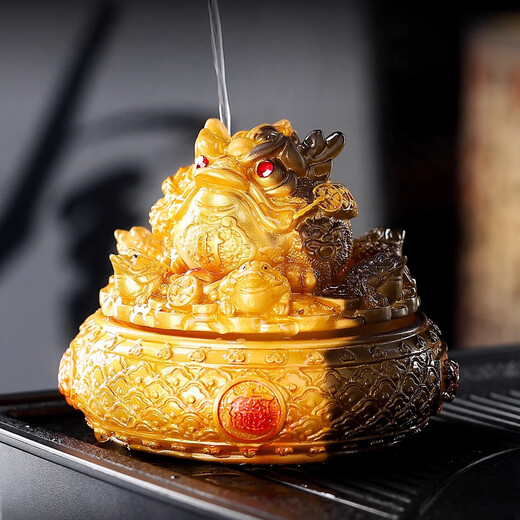 Xixi Taitai changes color when exposed to water, large-sized fortune-telling beast Golden Toad, tea pet ornaments, tea play tea table, tea set accessories, decorations, Ruijia Golden Toad-Bafanglaicai