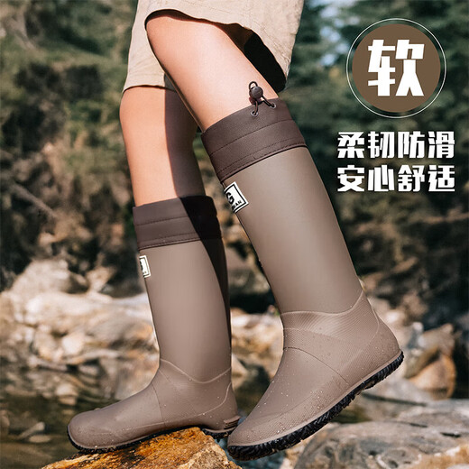 【户外必备】2025夏季新款雨林登山雨鞋雨靴防滑防水鞋赶海露营鞋 深灰色 （高筒） 40