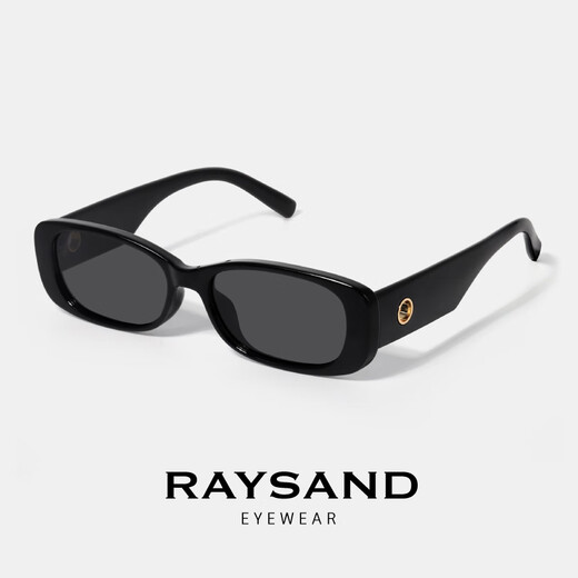 RAYSAND欧美复古小框猫眼墨镜男女UNREALUV400偏光太阳镜 黑色【UV400偏光防眩光】
