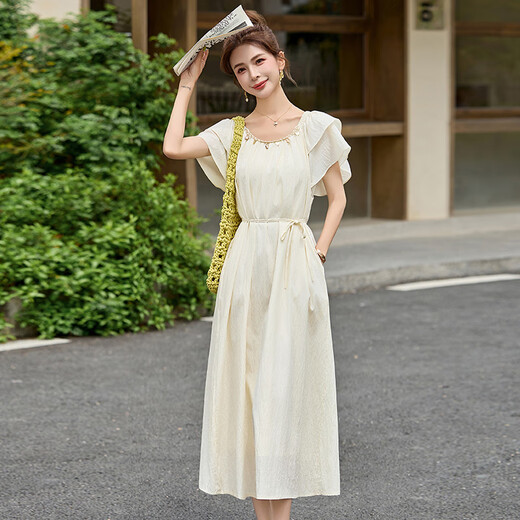 Ehangy国际轻奢女装高端连衣裙夏季新款2025设计感减龄气质中长款裙子 浅绿色【高端礼盒】 XL