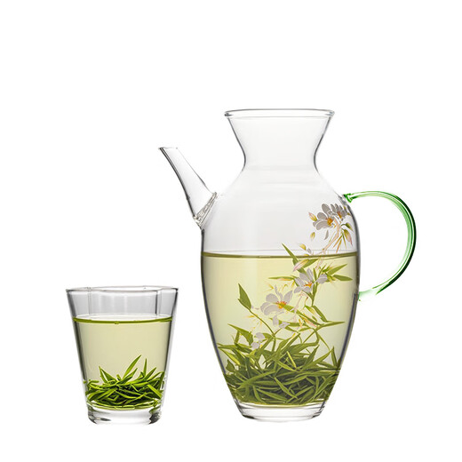 Bama Tea Industry Handheld Pot Tea Set One Pot One Cup Combination High Borosilicate Glass Teapot Tea Cup Suitable for Hot and Cold Pot 300ml + Cup 60ml
