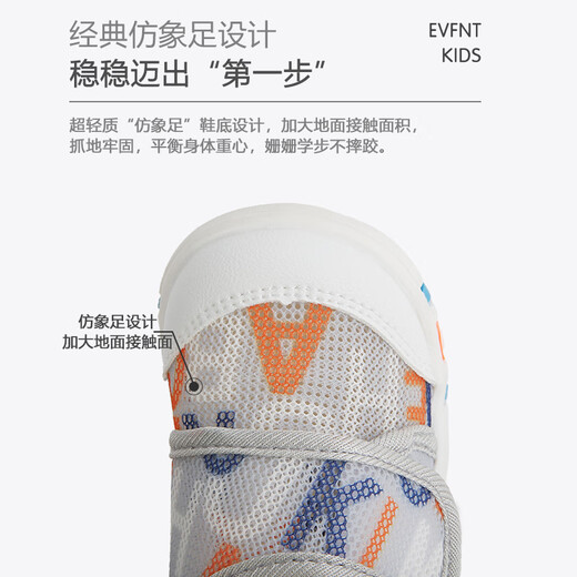 Tombeck baby toddler shoes mesh shoes spring and autumn 1-3 years old non-slip breathable mesh children's shoes gray letter 19