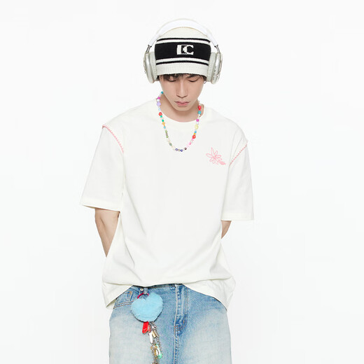 Guyuka (Guuka) Trendy T-Shirt für Männer kurzärmeliges Paar Outfit Sommer 2025 Neues Kleider Bottoming-Hemd halbe Ärmel Casual Style White F6628 S