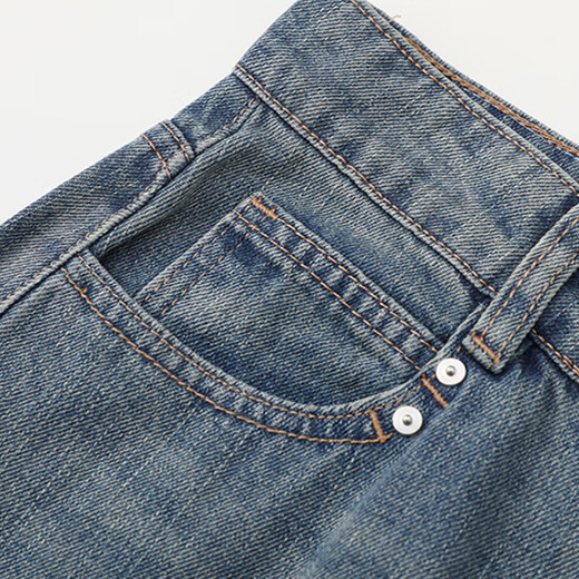 
UHFR Enos Jiaying official flagship store 2025 summer new American high waist wide-leg straight jeans for women 1098 denim blue 1098 S