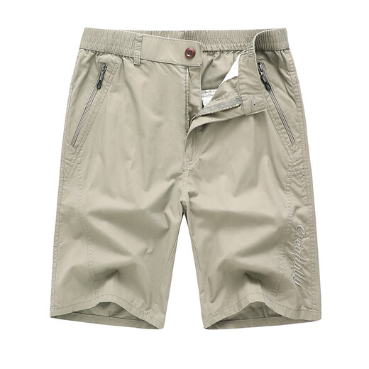 Gy Yager [Baumwolle] Daddy im mittleren Alter Summer Solid Color Shorts 2025 New Herren Straight-Line Casual Hosen Q9871 Bean Green XL 100-125jin [Jin ist 0,5 kg]
