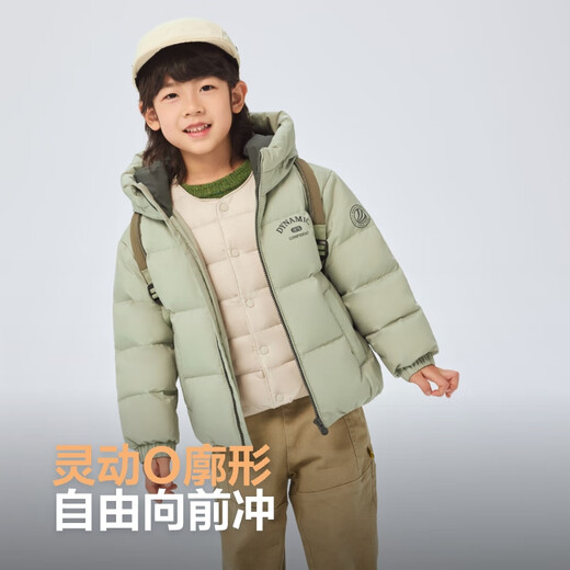 波司登（BOSIDENG）2025年新款男女儿童5A抗菌4防宽松运动连帽羽绒服T250246911DS 云舒绿4882 140 /64 约130-140cm 30kg