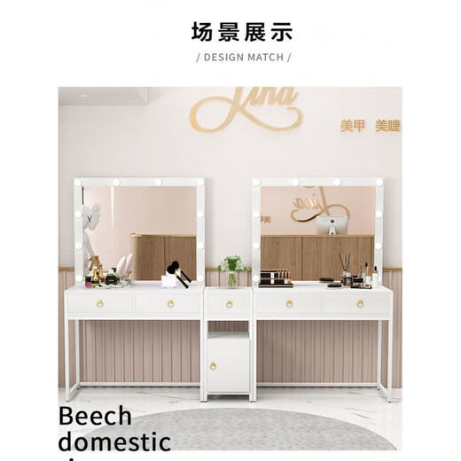 Ji Shilun photo studio dressing table with light wedding dress shop makeup table led light bulb makeup artist dressing table beauty salon special black gold frame 120*160*40