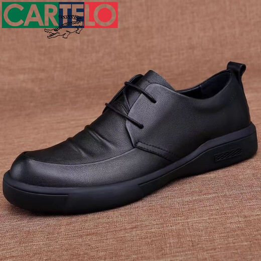 Cartelo Frühlings- und Herbst-koreanische Geschäftstil formelle Lederschuhe für Männer mit echtem Leder Kopfschicht Cowhide Soft Soft Leder Casual Schuhe tragen resistente 3518 Füße 37