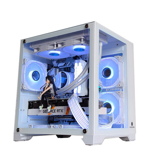Wanjia Gu Yongzhe MINI weißes Computergehäuse Desktop MATX Zimmer mit Meerblick, 240 integrierte wassergekühlte, vollseitig transparente ITX-Desktop Gu Yongzhe MINI weiß + Prisma weiß RGB sieben Lüfter