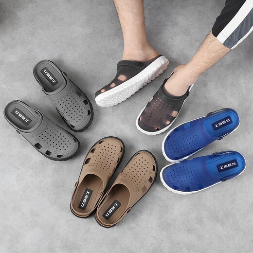 Yuanle Shanghai Juli Sandals Herren Sommer täglich lässige Freizeit hohl Anti-Schlupf-Weiche Sohle atmungsaktiven Kopfkleidung-resistente Strandlochschuhe Reddit Pole Schwarz 3524 39 Reddit Pole 39 Standardcode