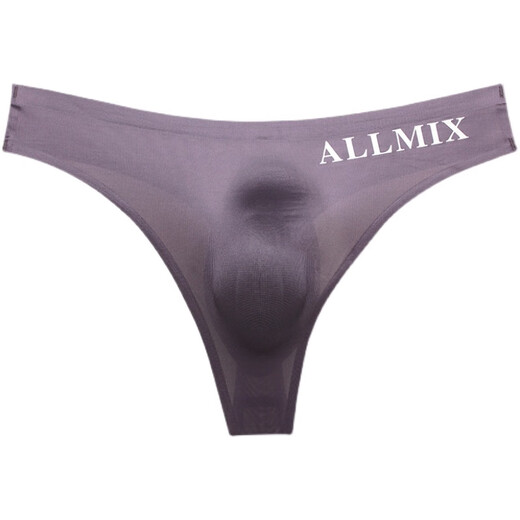 Men's thong men's underwear sexy U convex sports fitness letters thin transparent ice silk low waist without marks 3-piece package (black + green + gray) M (90-110Jin [Jin equals 0.5 kg])