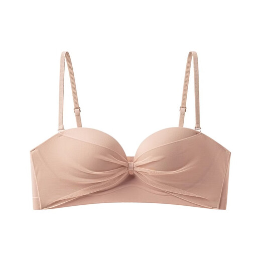 
Carey Kay half cup underwear for women's small breasts gathering girls' bra strapless anti-slip anti-sagging top support sexy strap bra pink skin color M (34/75AB recommended)