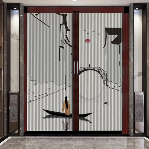 SANQIHU Puerta corredera de estilo chino Balcón Balcón Cocina Partition invisible Puerta plegable sin golpear puerta corredera A9276 Estilo gris de marco
