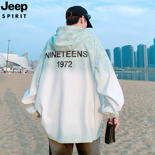 Jeep espíritu jeep alambre de hielo ropa solar chaqueta para hombres delgada 2025 tinte de verano tinte de gradiente tinta tinta salpicante de niños sueltos 6623 verde M