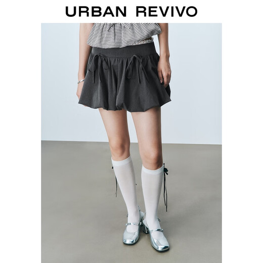 UR2025 new autumn women's ballet style spliced lace ultra short skirt UYU550071 dark gray (short and lined) M