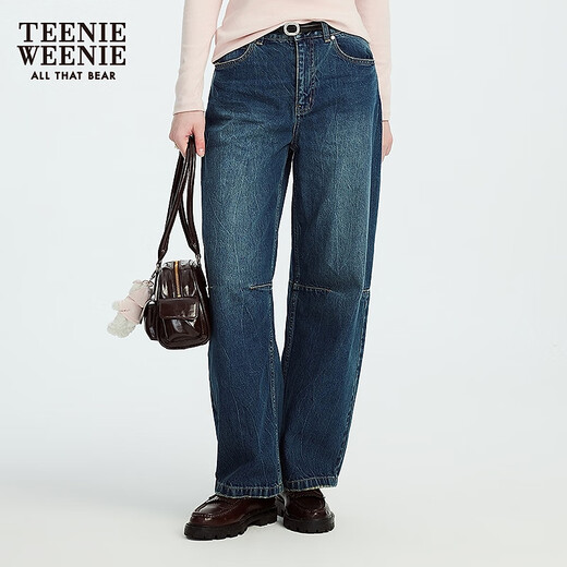 Teenie Weenie Bear Женские джинсы 2025 Осень Осень Новый Ретро вымыл Slack Comfort Pants Medium Blue M