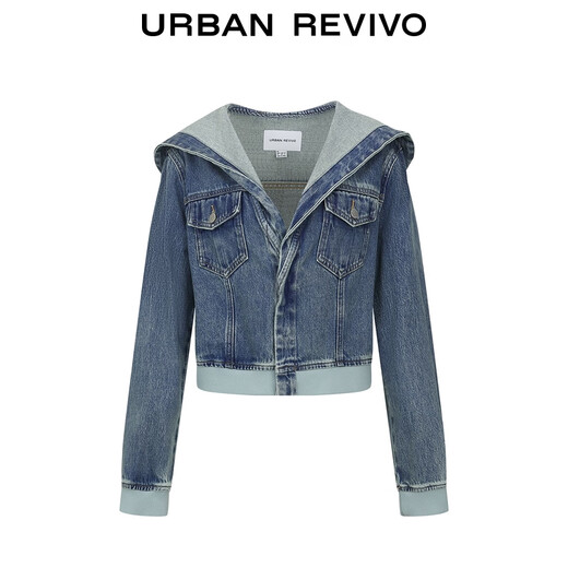 UR2025 Été Nouveau femme en coton lavé vintage Veste en jean court en jean UIU850014 bleu S