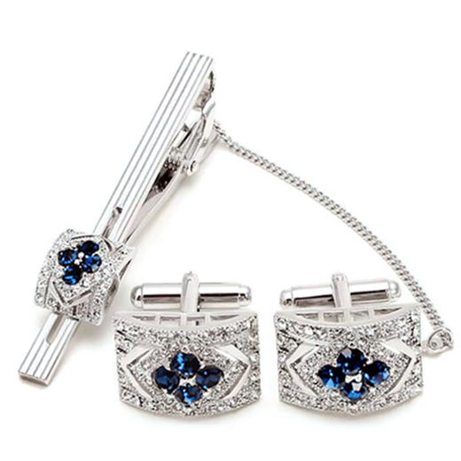 NOSSKISS light luxury four-leaf clover cufflinks men's light luxury custom suit French shirt cuff nails fashion niche birthday gift gift box gold and blue cufflinks