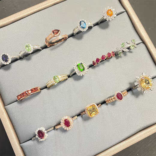 DL 1998 Fat Donglai quality tanzanite ring, Shanshan crystal l natural colored treasure s925 silver red sapphire tsavorite water JZ013 opening adjustable