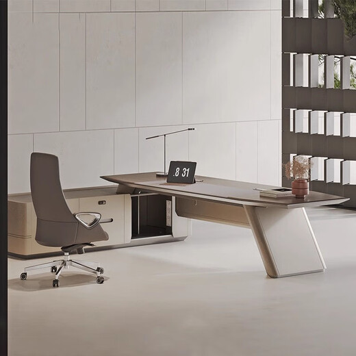 Aosenming high-end modern office desk boss desk bookcase and chair combination chairman's office high-end president desk executive desk 2.4 meters boss desk