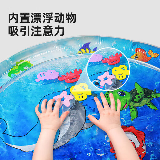 Disney baby patting water mat toys for infants and toddlers over 6 months old children large crawling pad water bag play water mat 8 learn to climb roller - blue + dolphin story crawling water mat [with pumping pump *2]