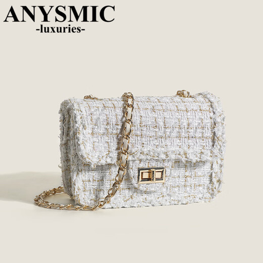 Anysmic Luxury High-End-Marke-Tasche Damenbeutel Unterarm Tasche Kleine Duftstil Kettenbeutel Umhängetasche Geburtstagsgeschenk Beige White
