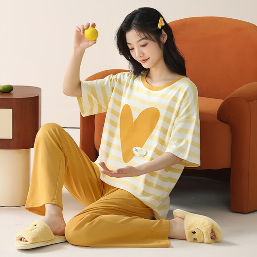 
Cat Man (MiiOW) pajamas for women in summer 2025 new pure cotton short-sleeved thin trousers cartoon cute style home clothing set Skin color love [7A antibacterial and anti-mites] L Recommended weight 100-120 Jin [Jin equals 0.5 kg]