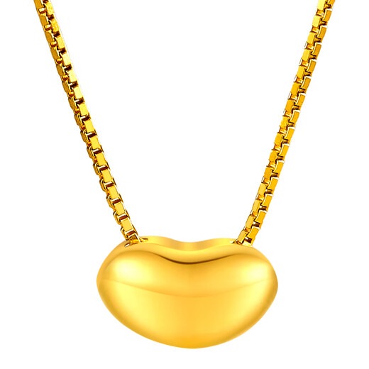 Chinese gold gold necklace pendant pure gold women's acacia bean as a birthday gift for wife and girlfriend pure gold pendant - about 0.2g (free 925 silver chain)