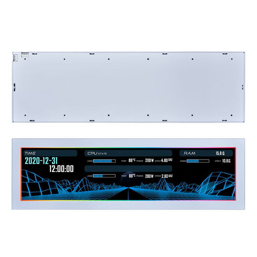 LIANLI 8.8英寸机箱万用屏幕 台式机高清副屏USB供电 DIY主题 ARGB灯光同步 多屏支持 横竖切换  联力8.8吋万用副屏白色