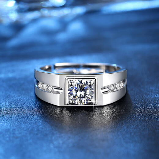 Fat Donglai's same style 1 carat imitation moissanite ring men's domineering moissanite diamond ring Korean version Platinum gold domineering men's moissanite diamond ring