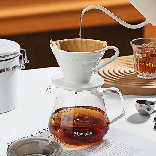 Mongdio hand-brewed coffee ceramic filter cup v60 filter funnel coffee filter No. 01 white