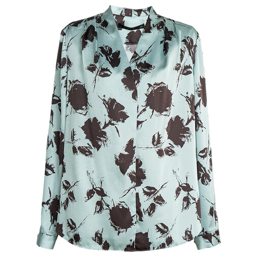 ROEYSHOUSE French V-neck commuter shirt 2025 spring and summer retro shirt satin top 10079 design color M