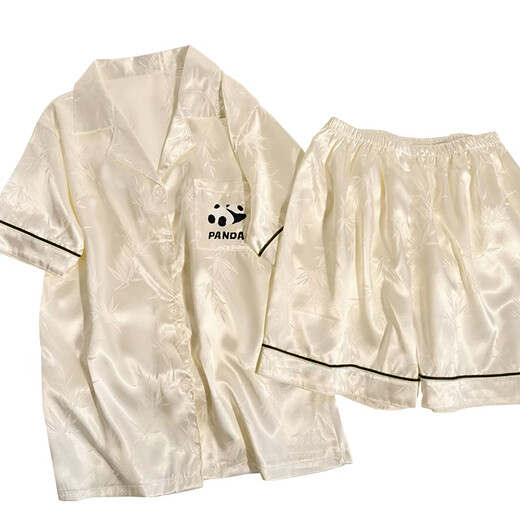 TTPMER感熊猫冰丝睡衣女夏季薄款短袖2025开衫可爱家居服套装 #YX-9227波点 M 【75-95斤】