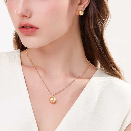 KUXA single mother-of-pearl pendant s925 sterling silver hypoallergenic openable buckle simple and elegant 12mm gold bead style with silver chain