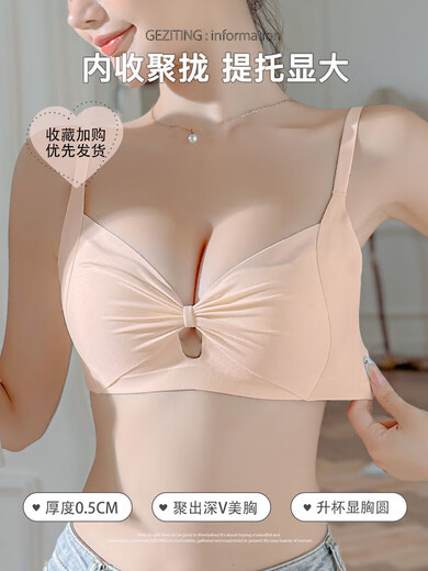 无痕内衣女聚拢小胸显大夏薄款收副乳防下垂提拉上托无钢圈文胸罩 R-提拉公主杯 灰紫 M  34/75AB