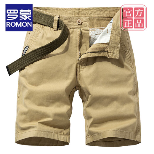 罗蒙（ROMON）高档品牌多口袋棉质工装短裤男宽松直筒五分夏季ins休闲中裤棉 17152蓝色 28