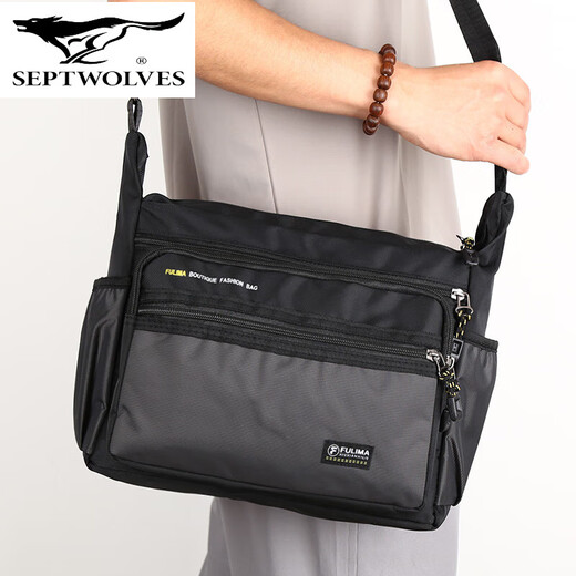 SEPTWOLVES Durable Oxford Cloth Shoulder Bag Men's Backpack Sports Fashion Crossbody Bag Men's Bag Travel Bag File Bag Briefcase Dark Blue