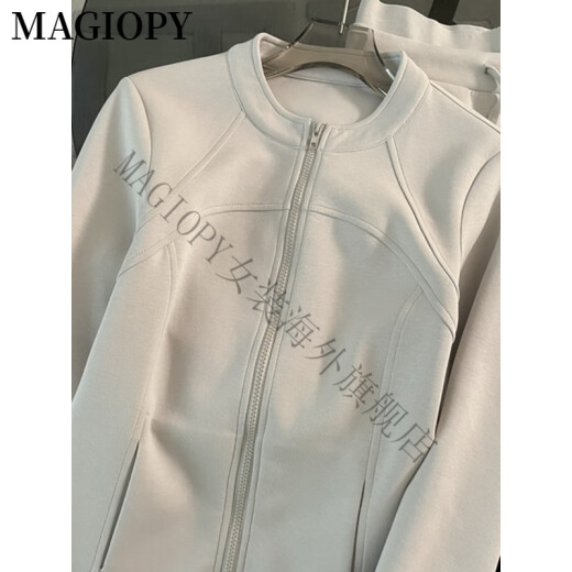 MAGIOPY国际奢侈高档品牌春季2025新款户外休闲运动套装女装修身显瘦外套 灰色两件套 S(100斤以内)