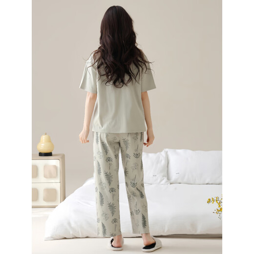 Yalu 2025 Nuevo pijama para mujeres en verano se pueden usar pantalones de manga corta de algodón puro en el exterior. Traje de ropa casera casual YZT9713 L [recomendado 100-120 Jin [Jin equivale a 0,5 kg] desgaste]