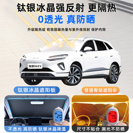 Xinmengsi BYD Hiace 06EV car sun protection and heat insulation sunshade board curtain front windshield cover dmi supplies new double-layer titanium silver upgraded model Hiace 06EV