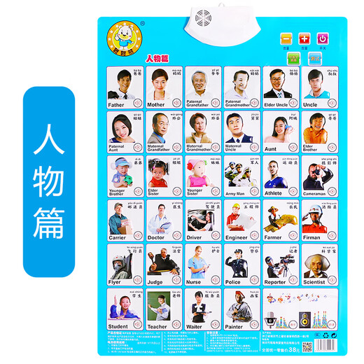 聪聪熊挂图声儿童早教宝宝卡片发声墙贴拼音英语26英文字母表 古诗词35首唱诵挂图学习机 礼盒