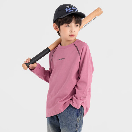 Duojia boys' T-shirt 2025 autumn American three-needle five-thread printed long-sleeved outdoor sports children's pure cotton breathable top