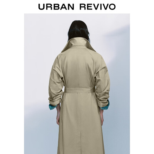 UR2025 new autumn women's temperament double-breasted belt windbreaker jacket UWM150045