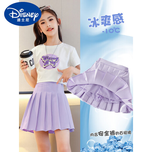 迪士尼（Disney）女童半身裙网球裙儿童夏季秋装裙裤大童百褶裙套装女孩jk运动短裙 9889T恤+4099格林童话 140