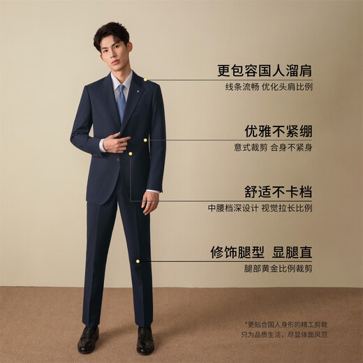 Guillaume suit suit men's business professional suit jacket dark blue high-end formal groom's wedding dress suit Prussian blue top + pants 52