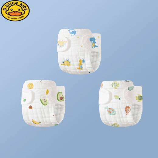 G.duck纯棉纱布尿布裤婴儿尿戒子柔软透气四季可用可水洗机洗重复使用 印花随机 1条装 M码【适合10-20斤 3-9个月)