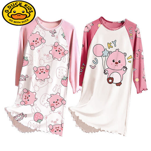 G.Duckkids Children's Pyjamas 2025 Nouveau printemps et automne Modal Big Children Girls Nightgown Longs à manches à manches à manches à manches longues Little Girl 2M - PROS 12189 TIGLE 16 TIME (140-150) CM