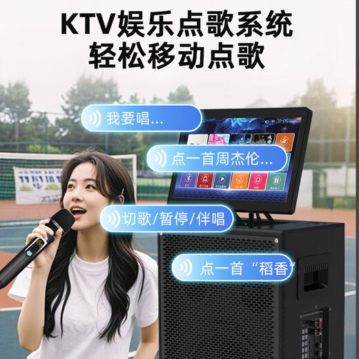 Songchuan International SV5 outdoor mobile trolley karaoke Bluetooth speaker charging square dance mobile stage with wireless microphone 10-inch high power + dual U-segment bel canto microphones two pieces