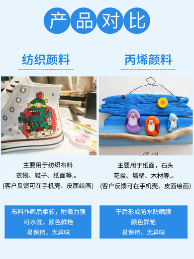 Shantou Lincun Marley clothes special textile fiber pigment children diy set hand-painted small box color painting waterproof sunscreen paint shoe graffiti dye white material textile 12-color Marley paint brush 10-piece set includes free pen + blending liquid. If you don’t give away the Marley paint brush from other brands, buy the tubular set.